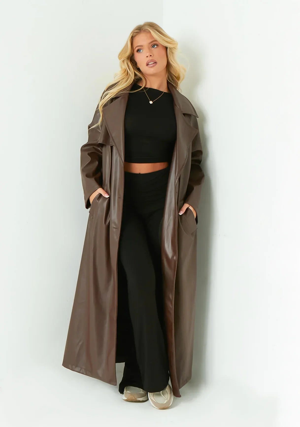 Dani Leather Trench Coat