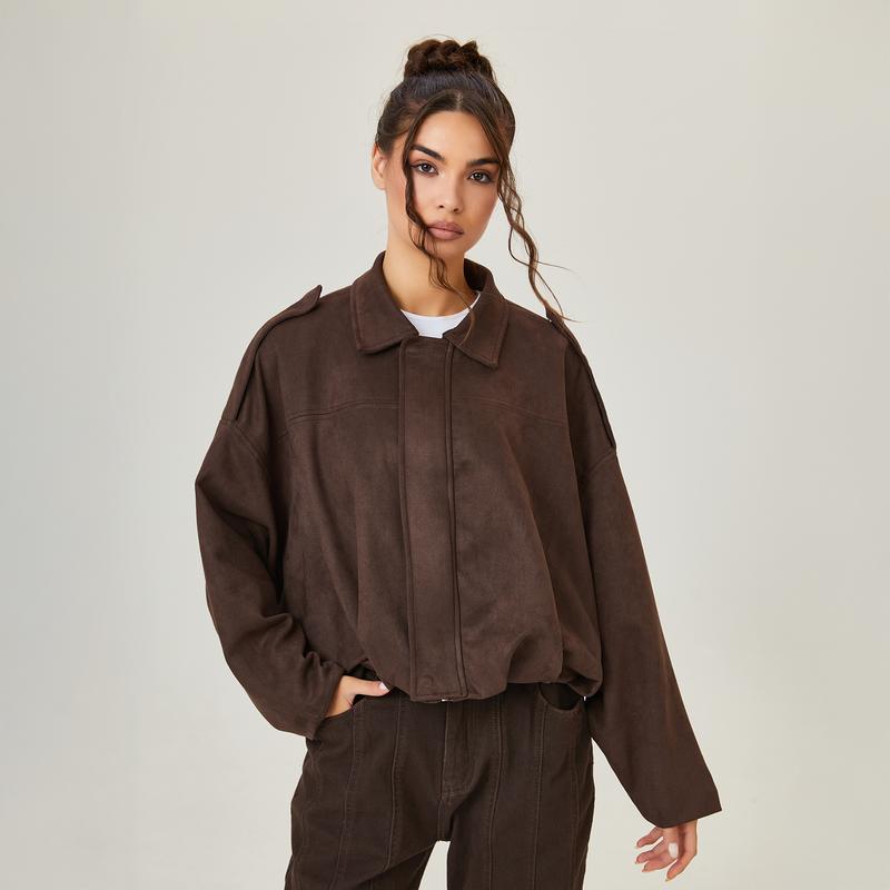 Lara Suede Bomber Jacket