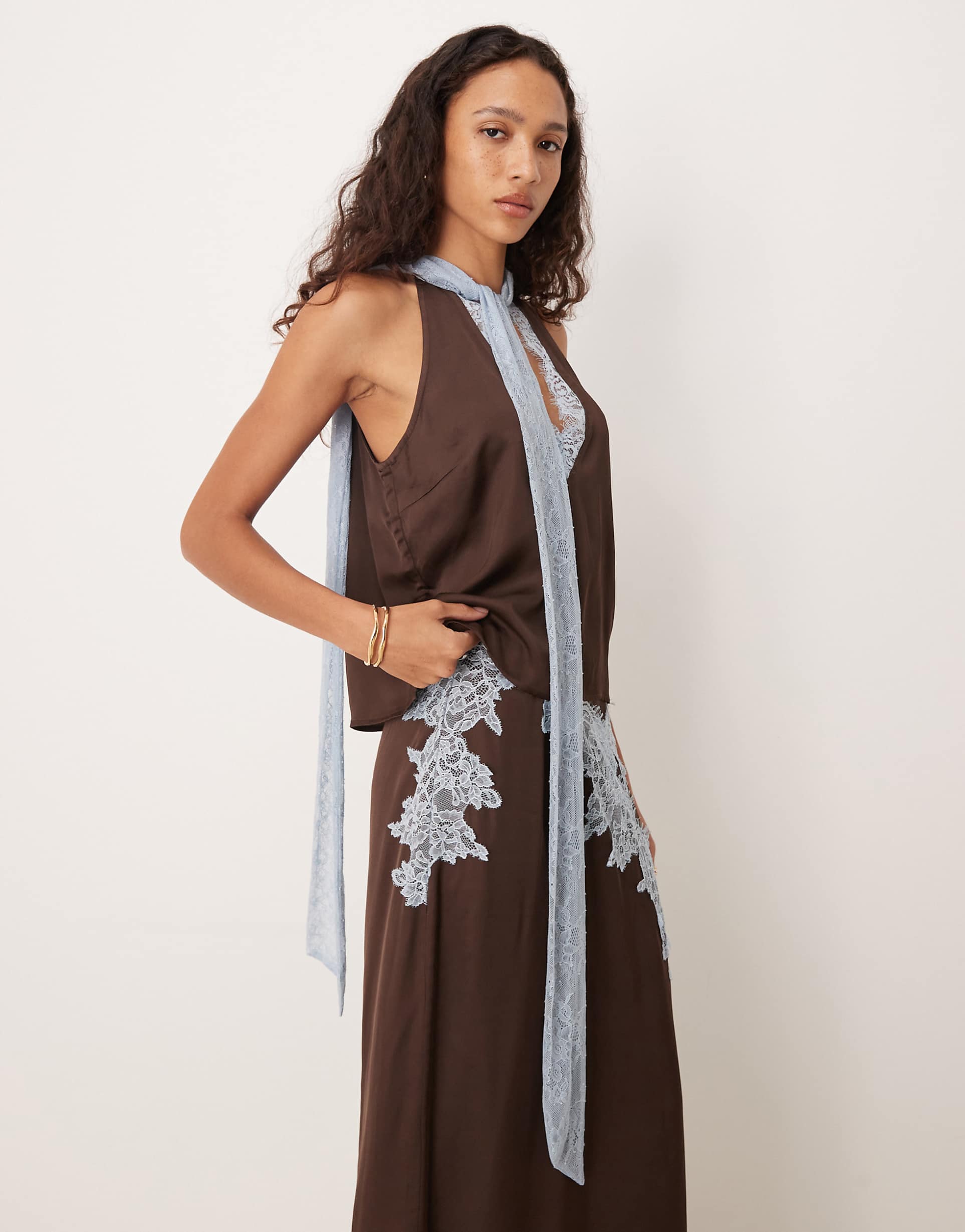 Valentina | Satin Lace Maxi Set