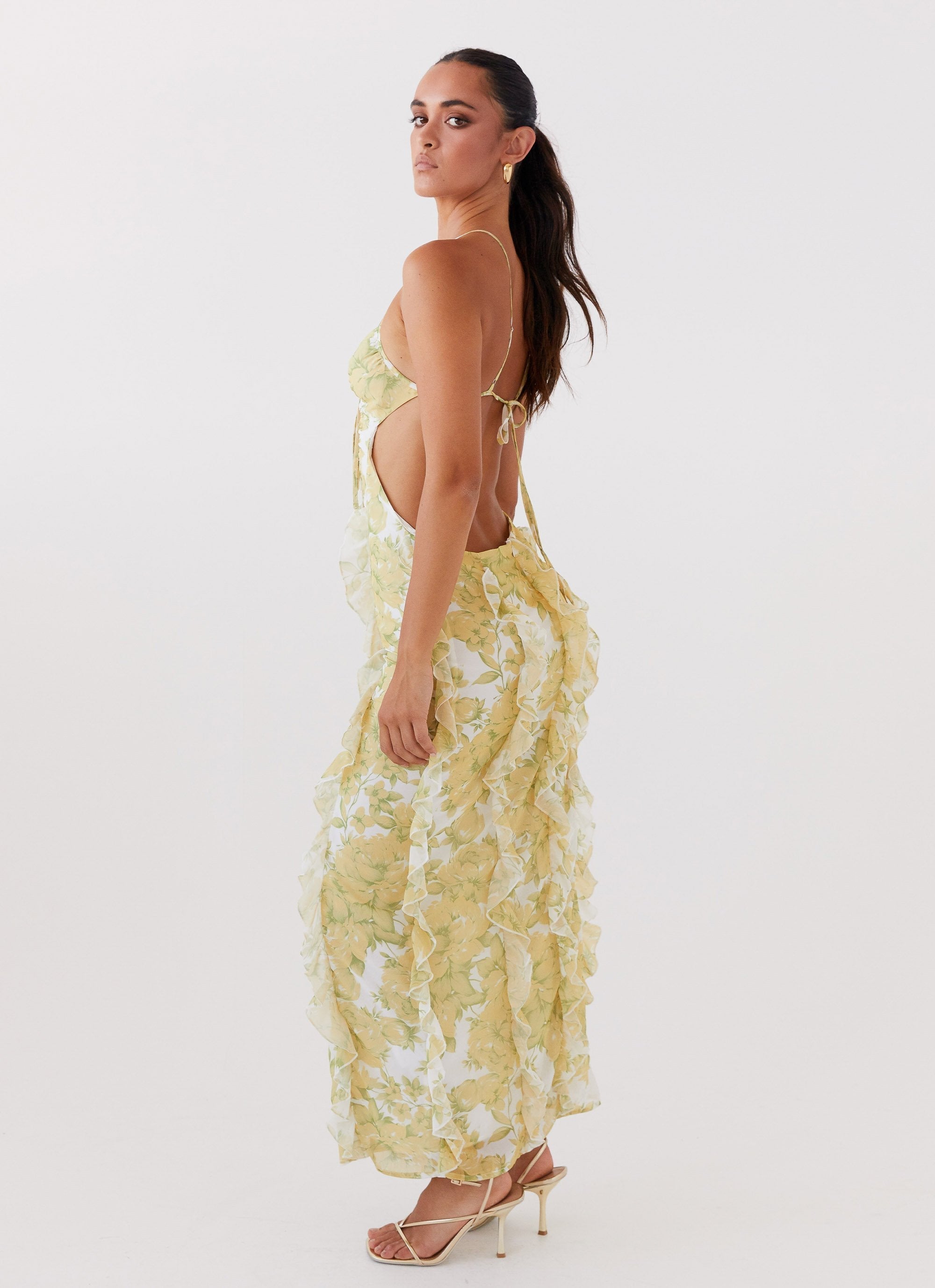 Golden Ruffle Bloom Maxi
